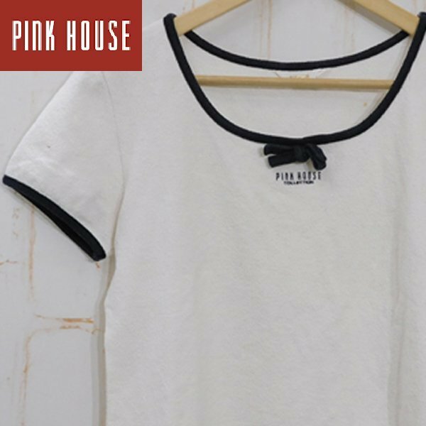 ピンクハウスPINK HOUSE■タオル地風 トップス 半袖■サイズL■ホワイト　半袖カットソー　Tシャツ　※KH2519034