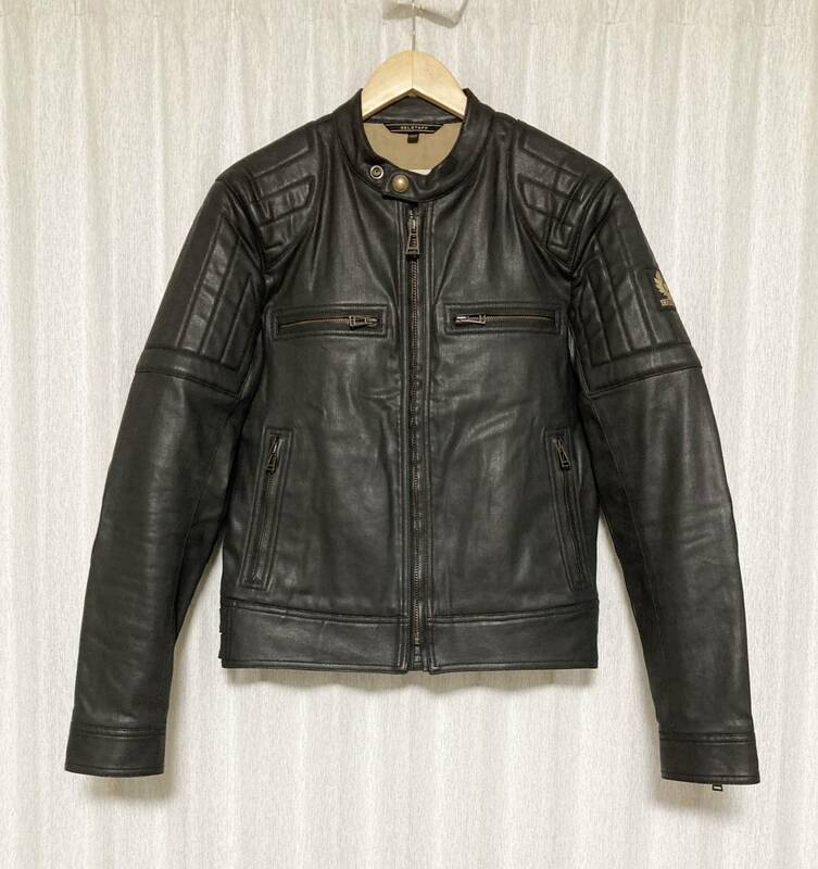 美品☆[BELSTAFF] PENDINE SANDS LIMITED EDITION コーティング加工 パテッド バイカーライダースジャケット 46 ブラック ベルスタッフ