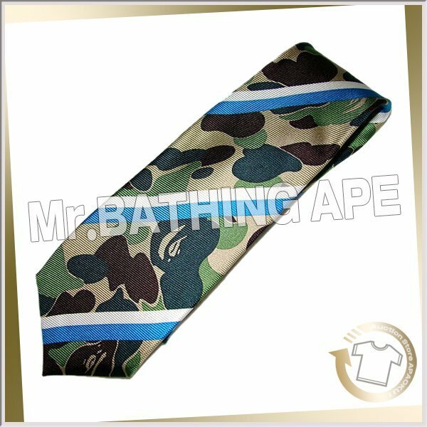 60■Mr.BATHING APE 1stカモレジメンタルタイ ブルー×ホワイト 未使用 ミスターベイシングエイプ ネクタイ SK32_221226_4