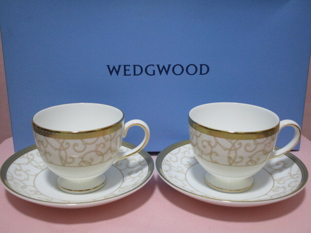 新品　Wedgwood／ウェッジウッド　セレスティアルゴールド　ペアカップ＆ソーサー（リー） 