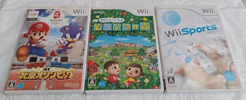 マリオ＆ソニックAT北京オリンピック、街へいこうよどうぶつの森、WiiSports　3本セット　Wii用　