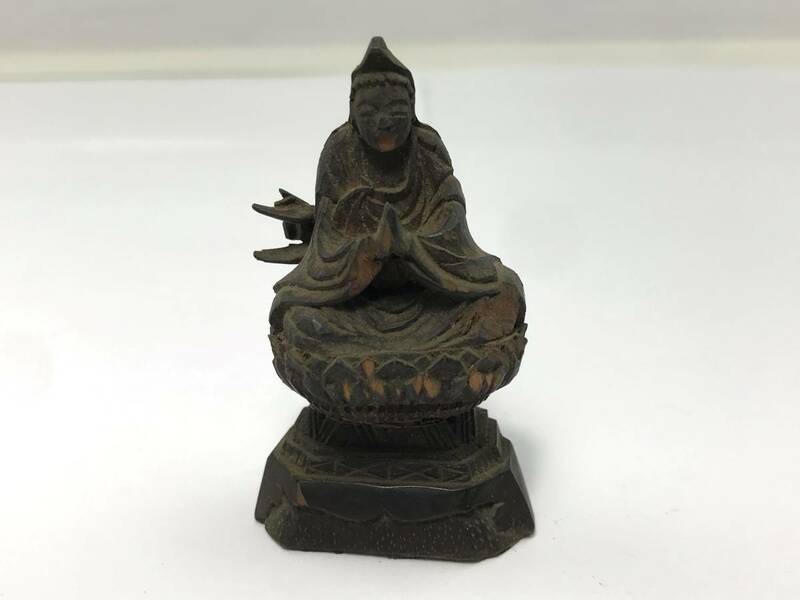 Y/　懐中仏　豆仏　携帯仏　木製　仏像　置物　時代物　1218-05