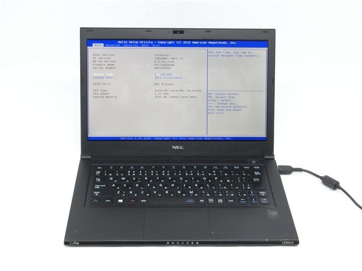 中古　NEC　LZ550/S 　4世代I5　4210U　メモリー4GB　13型 ノートパソコン　BIOSまで表示　　詳細不明　　ジャンク扱い 　