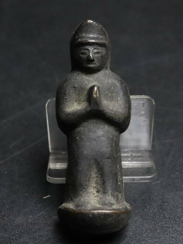 【T013】仏教美術 鎌倉時代 古銅 懸仏 観音菩薩像 仏像