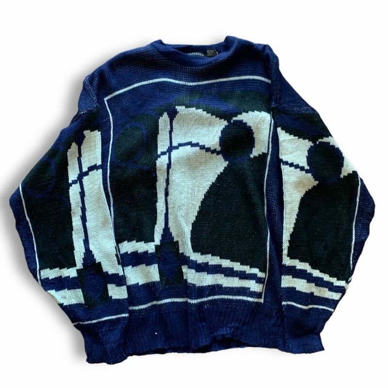 230105KTC9● 1980S Design Knit 1980'S デザインニット ビンテージ vintage コットンニット sweater ニットセーター 柄ニット