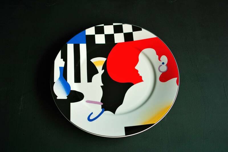 【7226】直径約30cm アールデコ 大皿 飾り皿 ヴィンテージ 食器 鳴海 narumi プレート グラフィック デザイン art deco ミカサmikasa