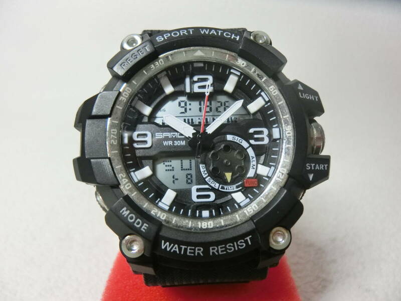 【№1009-O6006G】中古品:SANDA 759 スポーツ メンズ 時計 Top ブランド Luxury ミリタリー クオーツ Watch 防水腕時計　デジタル調整済み