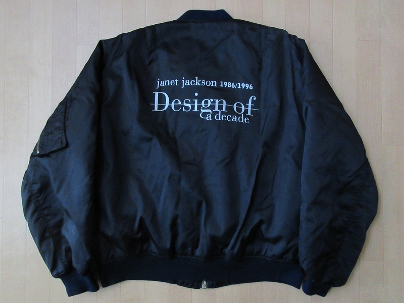 90's 非売品 ジャネット ジャクソン Design of a Decade 1986-1996 MA-1 ジャケット LL黒 ブラックXLプロモJanet JacksonブルゾンMichael /