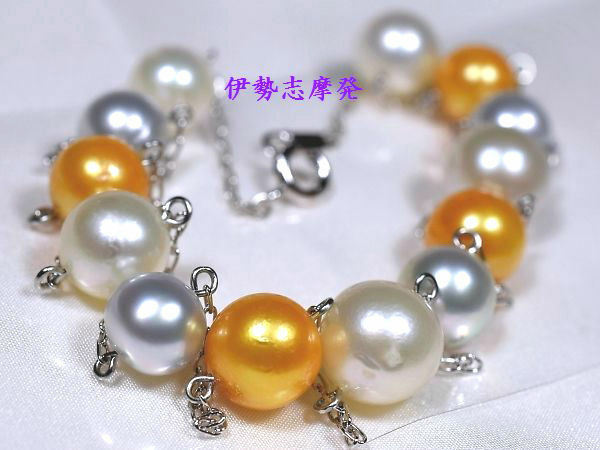 ◆伊勢志摩発◇ 南洋白蝶ナチュラル真珠 10㎜ほか 上品で美しいゴールド珠のマルチネックレス/85