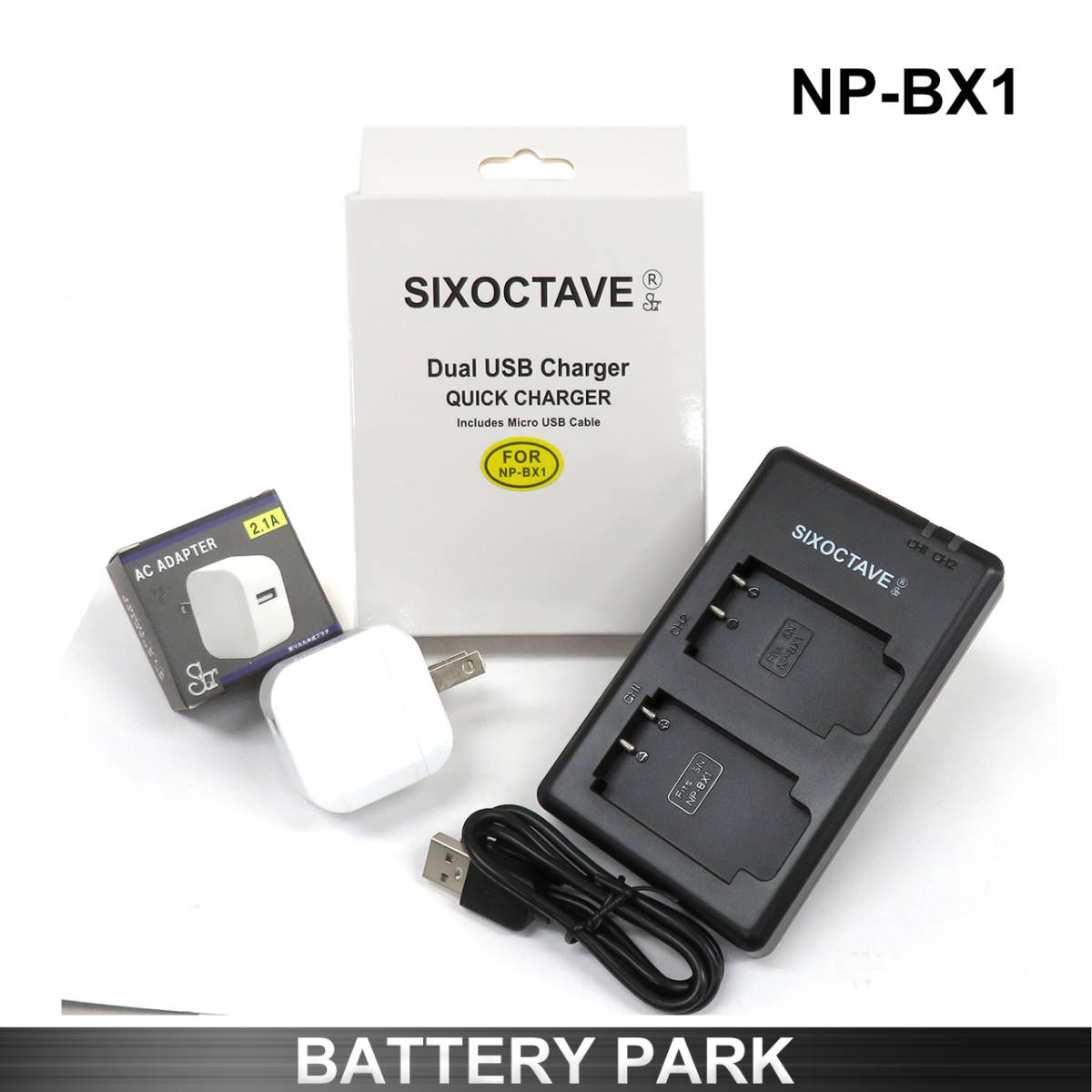 ・SONY NP-BX1 対応 互換充電器（２個同時充電可能） 2.1A高速ACアダプター付　サイバーショット DSC-HX90V DSC-WX500 DSC-WX700 DSC-WX800
