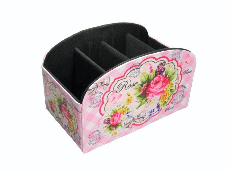 リモコンスタンド【花柄・ピンク】　リモコンケース 卓上ラック 小物入れ 小物収納