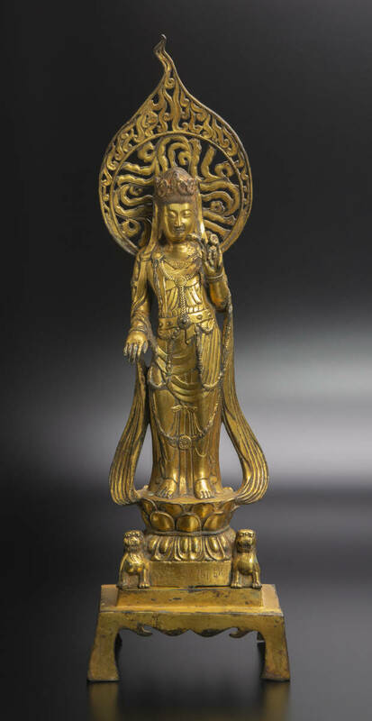 隋 开皇五年 铜鎏金菩萨立像 585年 仏像 中国 古美術