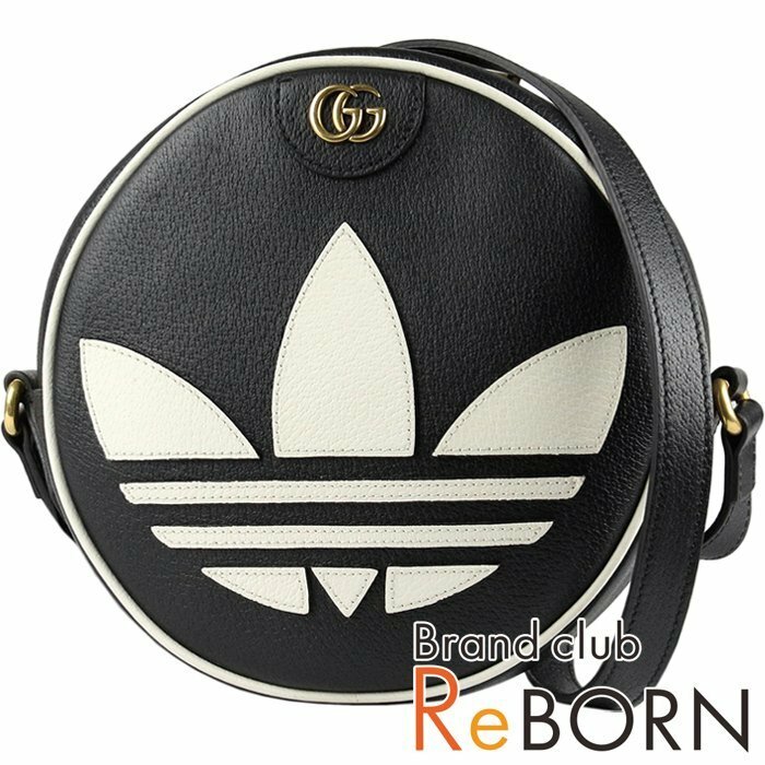 【美品 - 大変綺麗】グッチ　adidas×Gucci/アディダス×グッチ トレフォイル ショルダーバッグ　カーフレザー　ブラック　702626