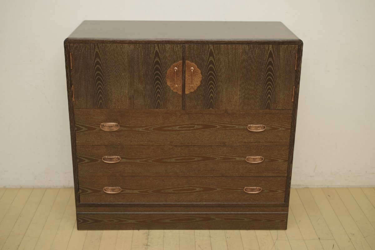 最高級 美品 府中家具 木匠 山崎慶造作 和箪笥 着物収納 整理箪笥 チェスト 4段6杯 桑材 中桐 銘あり 焼き印