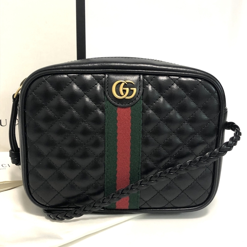 グッチ【GUCCI】ミニショルダーバッグ GGマーモント シェリーライン 斜め掛け 53644 ブラック 黒 中古 かんてい局亀有店7856