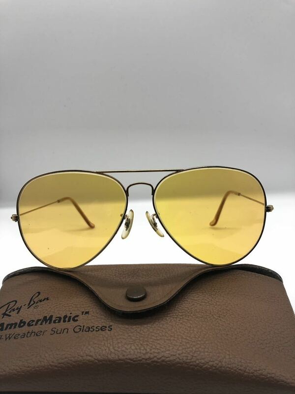 レイバンRayBan B&L ボシュロム USA ビンテージ 70’s Model:Aviator AmberMatic (rare model) サイズ　62口14 レンズ:Ambermatic