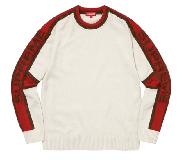 【新品】Supreme Stripe Chenille Sweater COLOR/STYLE：White SIZE：Medium