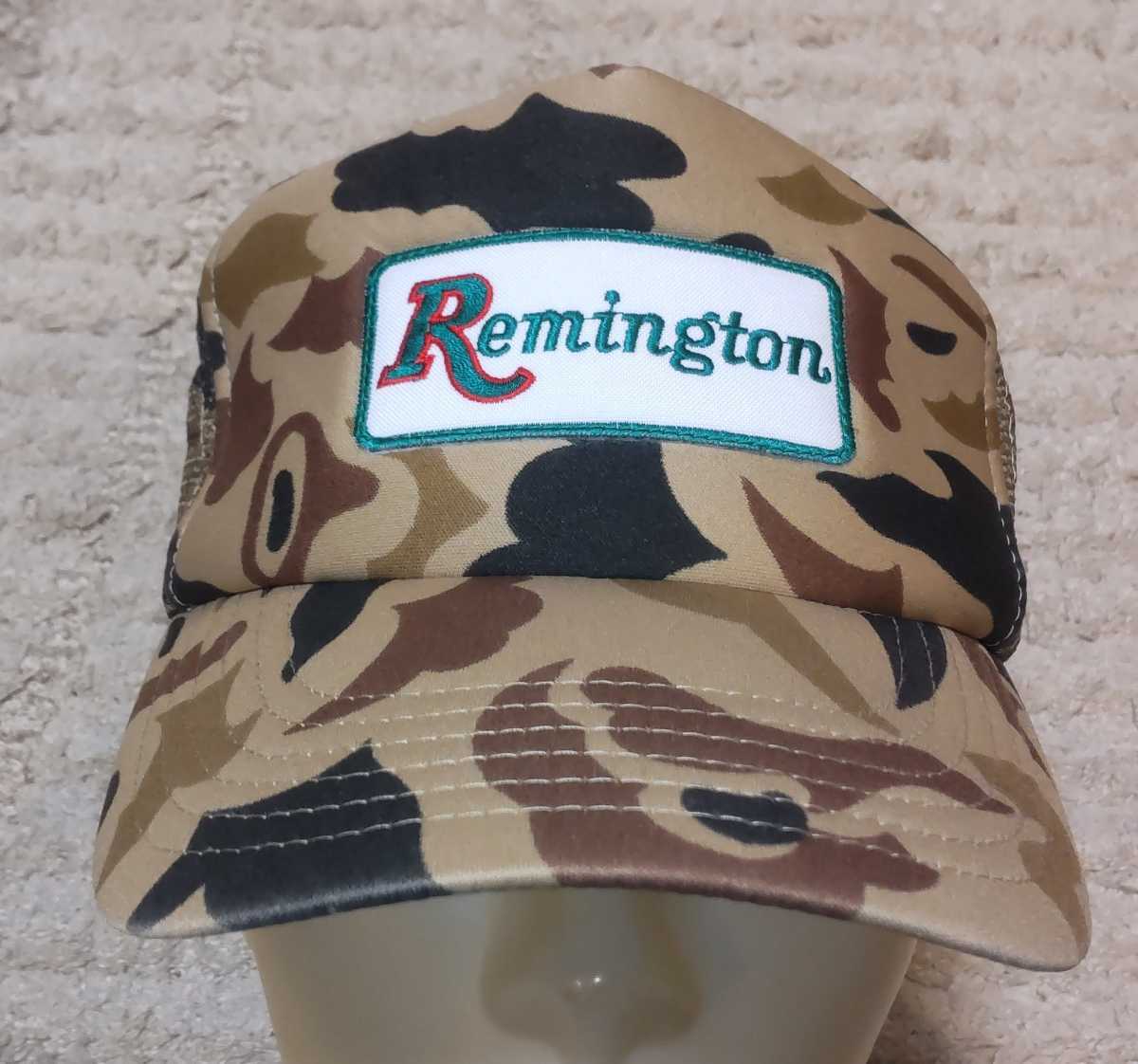 珍品！旧 Remington レミントン ボックスロゴ ハンティングキャップ 帽子 ダックカモフラージュ柄 クレー射撃