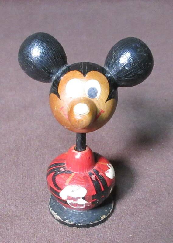 ミッキーマウス　キャラクター　木製　民芸品　