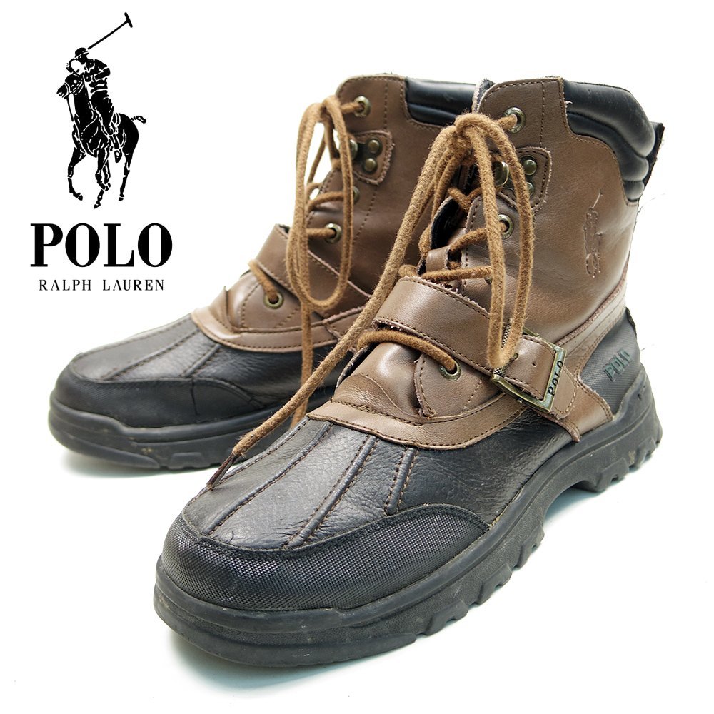 訳アリ　24.5cm相当　POLO RALPH LAUREN　ポロラルフローレン　ベルト　アウトドア　革靴　レザーシューズ　キャンプ　アウトドアに/U6861