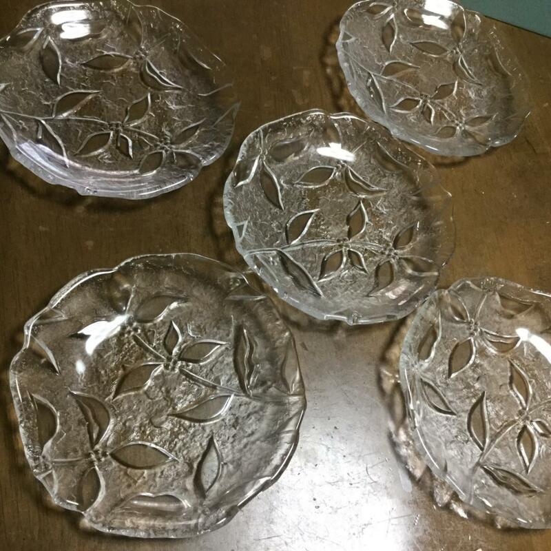 清流花SEIRYUKA・ガラス製皿5枚セット 昭和レトロ