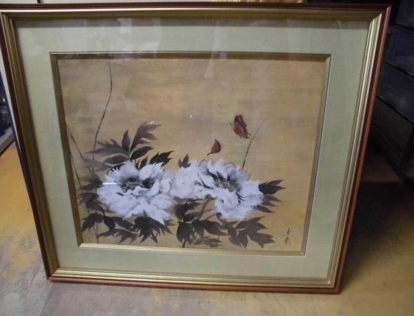 絵7646木－日本画　花　　約88×76cm