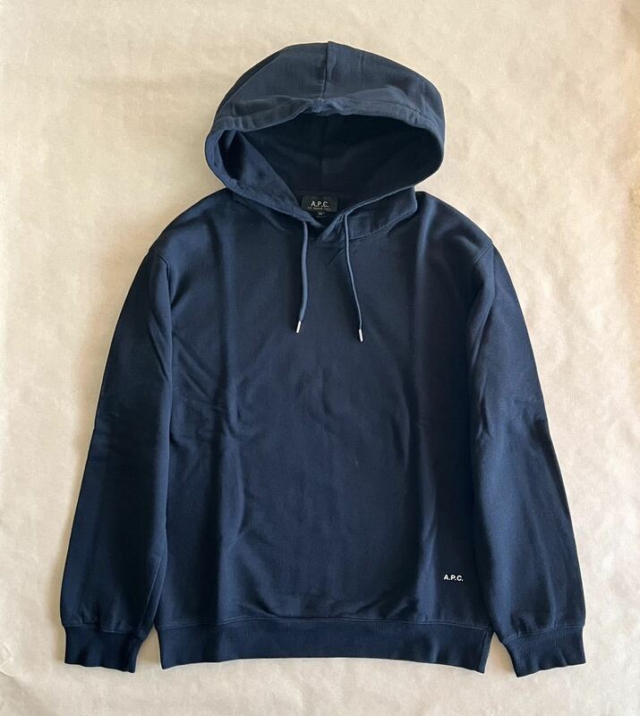 美品 A.P.C. スウェット フーディー パーカー ブラック XS プルオーバー パーカー トレーナー ロゴ シャツ APC アーペーセー @b077