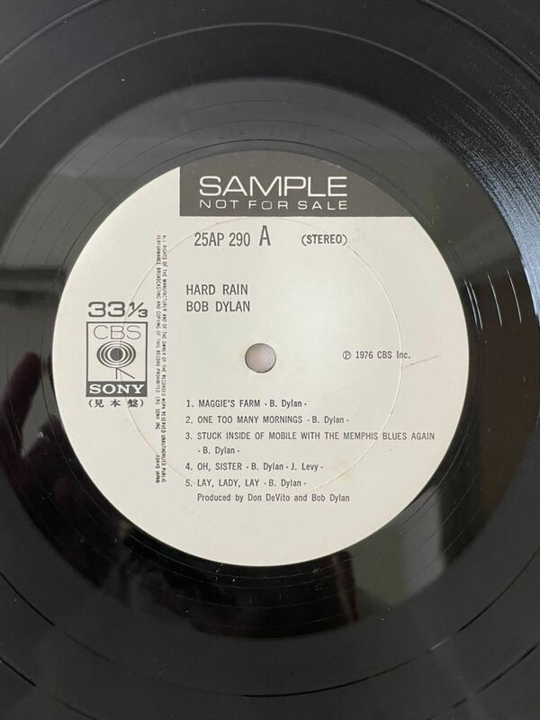 ●C266●LP レコード Bob Dylan Hard Rain ボブディラン 見本盤 白ラベル