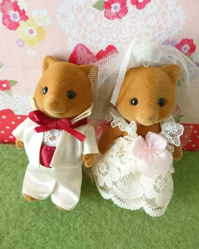 シルバニア　キツネ ウェディング 結婚式 ドレス シルバニア 初期 レア　シルバニアファミリー　懸賞　レトロ