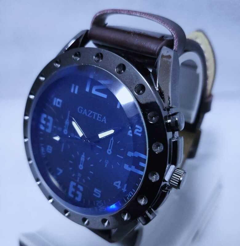 【新品 未使用品】GAZTEA　WJS6　腕時計　ダークブラウン　ブルー　送料無料