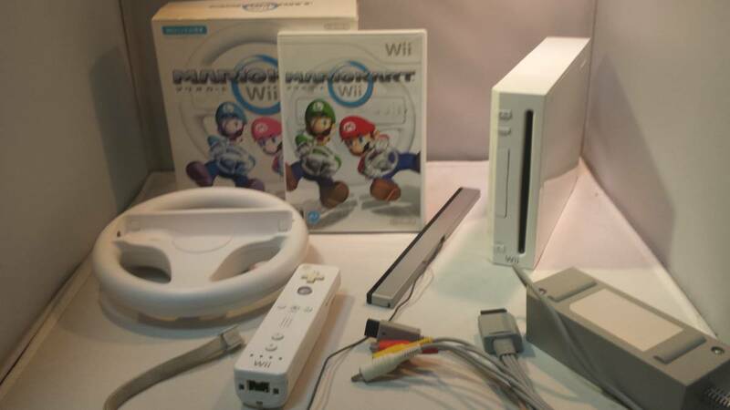 ◆Wii 本体 ホワイト 良品 マリオカートWii セット ハンドルコントロラー付 本体バージョン－4.3J