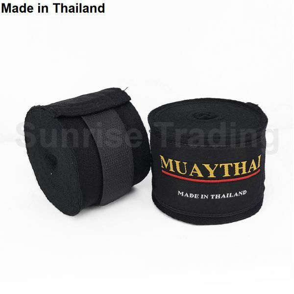 新品 Made in Thailand コットン バンテージ 5ｃｍ×4.5Ｍ ブラック 非伸縮 ムエイタイ キックボクシング MMA グローブ 格闘技