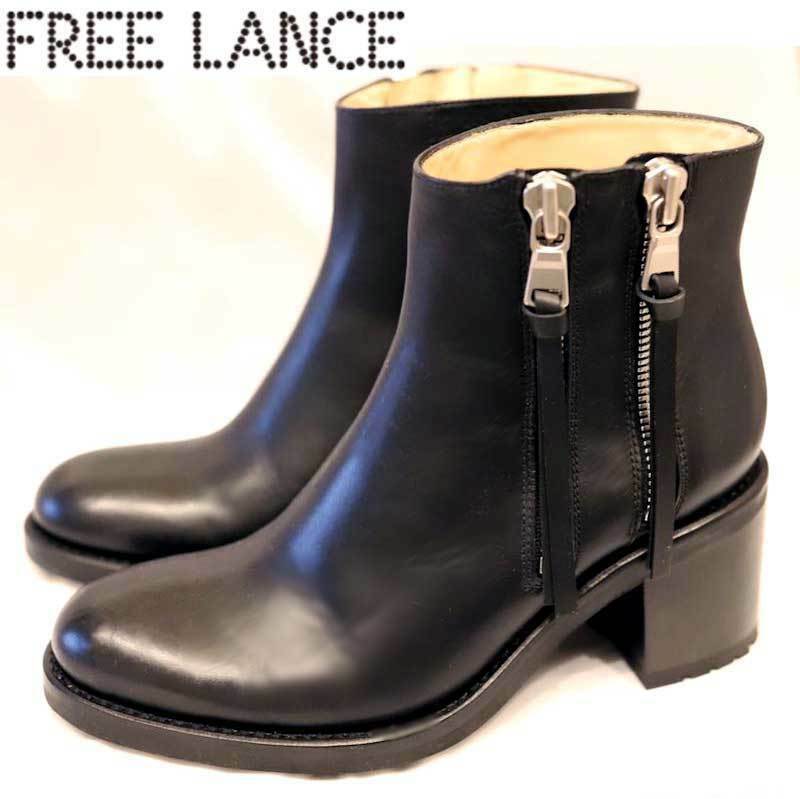 フリーランス（FREELANCE）黒の革のブーツ サイズ38(24cm) ヒール7cm 使用１回のみ｜フランス製 レディース 女性用 靴 ショートブーツ