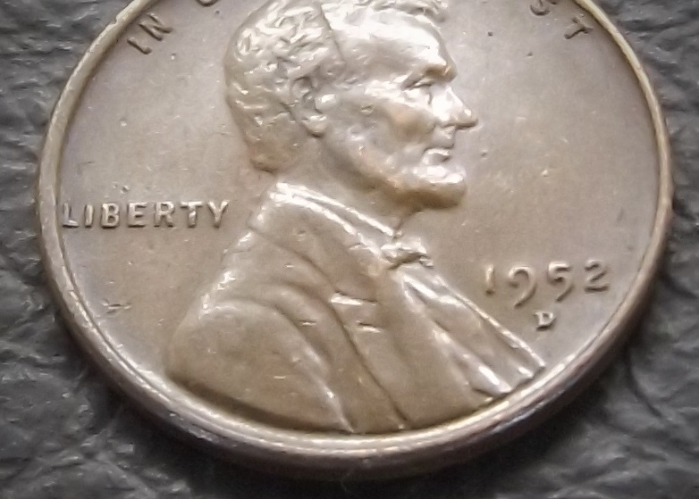 1セントコイン リンカーン 小麦 1952年製造 D刻印　 送料無料です。　（15874） USA 貨幣 硬貨 ペニー アメリカ