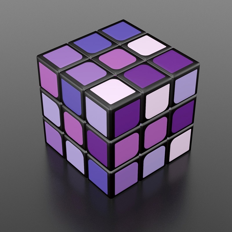 【カラー：紫・黒枠】マジックキューブ3レベルマジックキューブクリエイティブカラー子供向け生徒教育玩具セット回転スムーズ