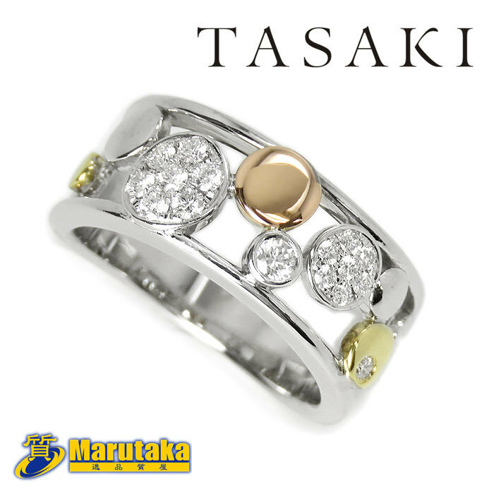 送料無料 TASAKI K18WG ダイヤモンド リング 14号 ドット 水玉 透かし レディース 指輪 ホワイトゴールド 田崎 タサキ 逸品質屋 丸高