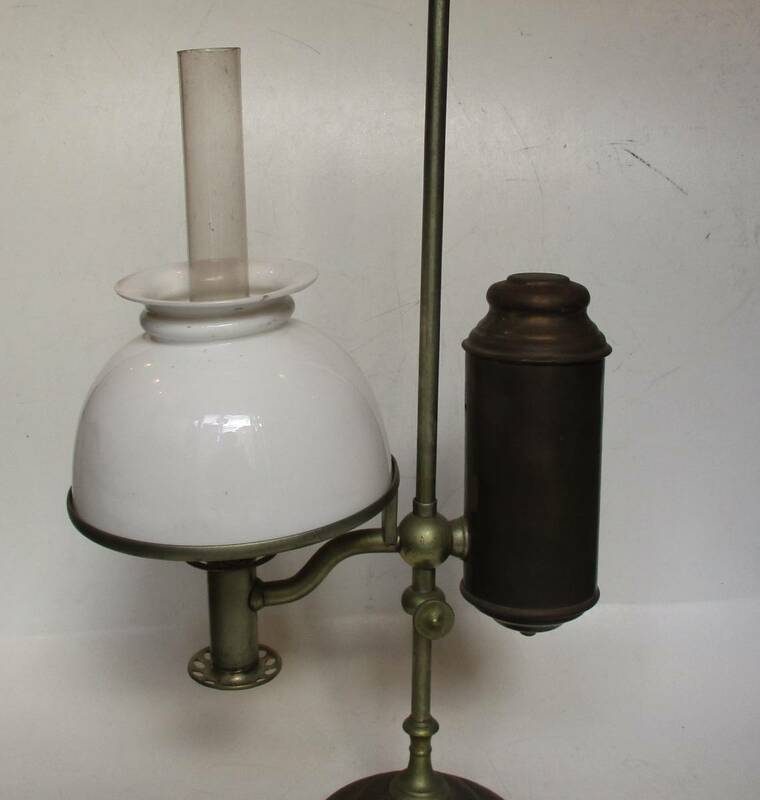 ☆ アンティーク オイル ランプ 米国 スチューデント・ランプ １９世紀末poop