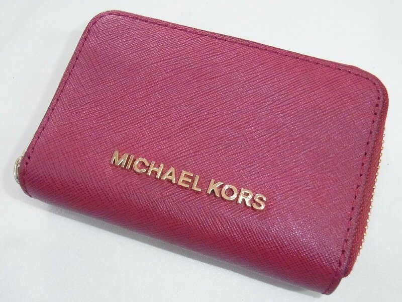 マイケルコース MICHAEL KORS コインパース 小銭入れ 小型財布 PVCレザー ワインレッド 美品