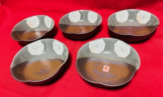 常滑焼 小鉢 セット ５客セット 陶彩 粉引椿 彩-5583 新品未使用