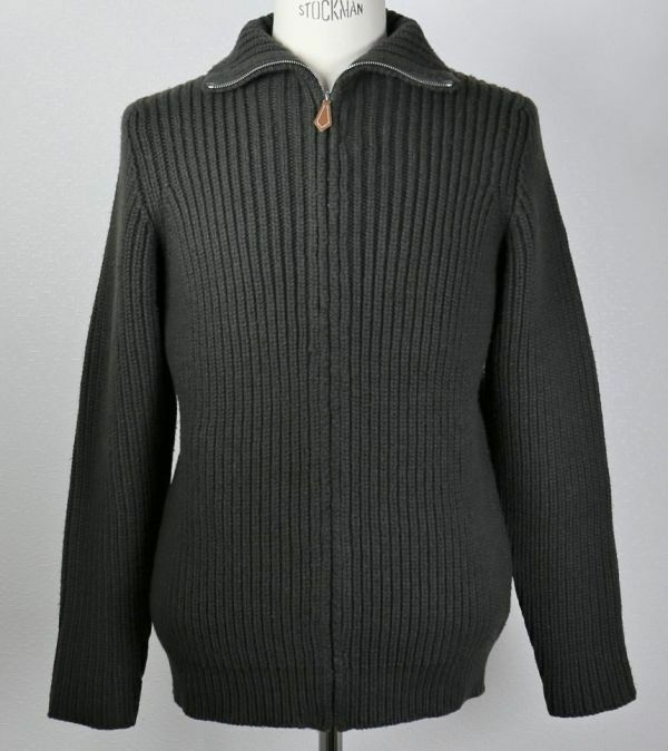 イギリス製 HERMES エルメス ローゲージ カシミヤ ドライバーズ ジップ ニット ジャケット XL sweater b6206
