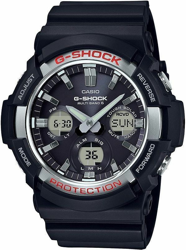 CASIO カシオ 腕時計 G-SHOCK ジーショック 電波ソーラー GAW-100-1AJF　ラウンド メンズ ブラック　アナログ　デジタル