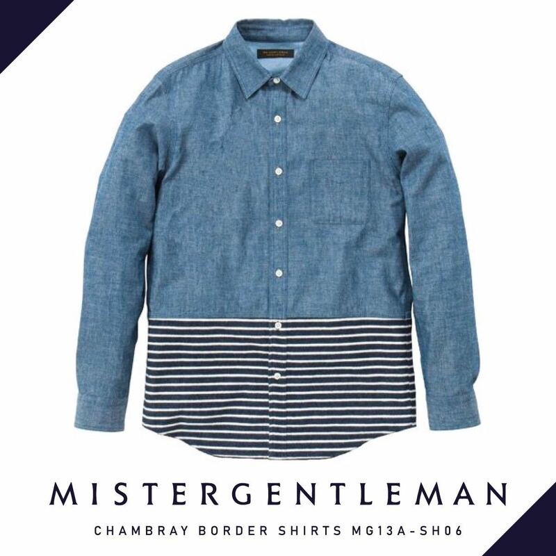 MISTERGENTLEMAN CHAMBRAY BORDER SHIRTS PHENOMENON ミスタージェントルマン シャンブレー ボーダー シャツ フラグメント フェノメノン MR