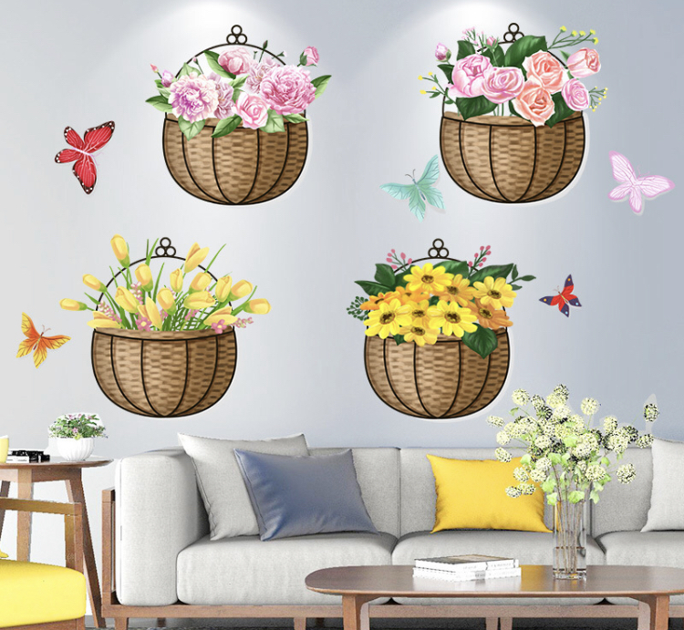 （NO.154）DIY剥がせる飾り 綺麗な仕上がり ウォールステッカー 壁紙　壁シート　模様替え　壁飾り　雰囲気替え　子供ルーム 花と蝶々