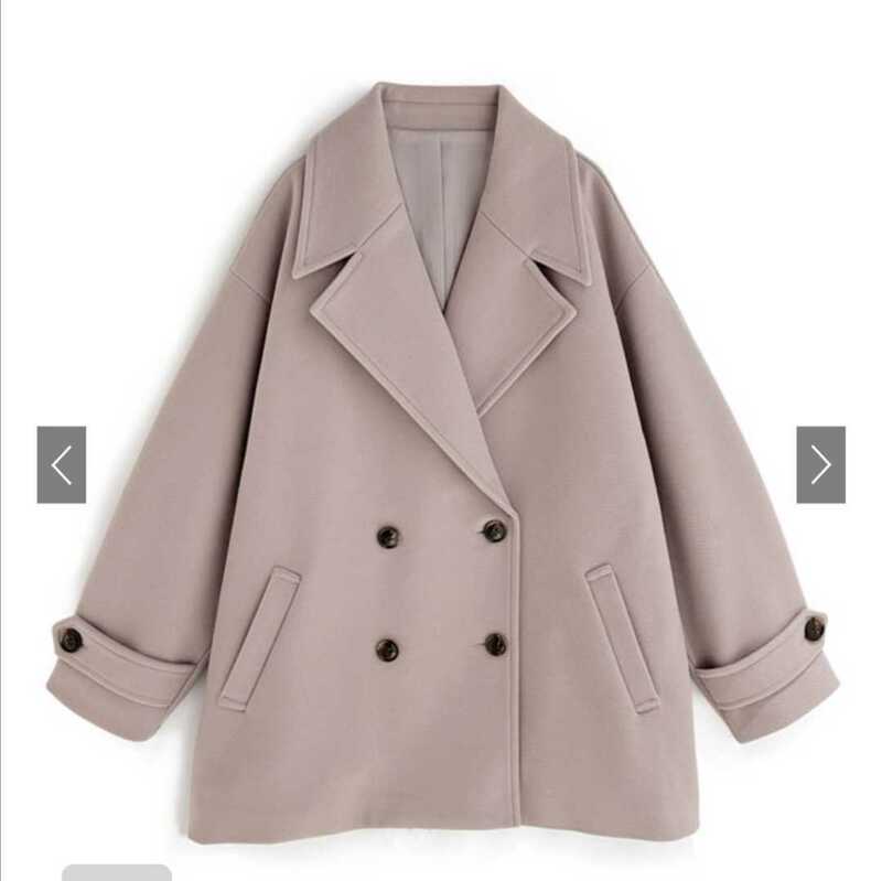 フェイクウールオーバーピーコート 秋冬 上着 オーバーサイズ くすみピンク 大人かわいい コート