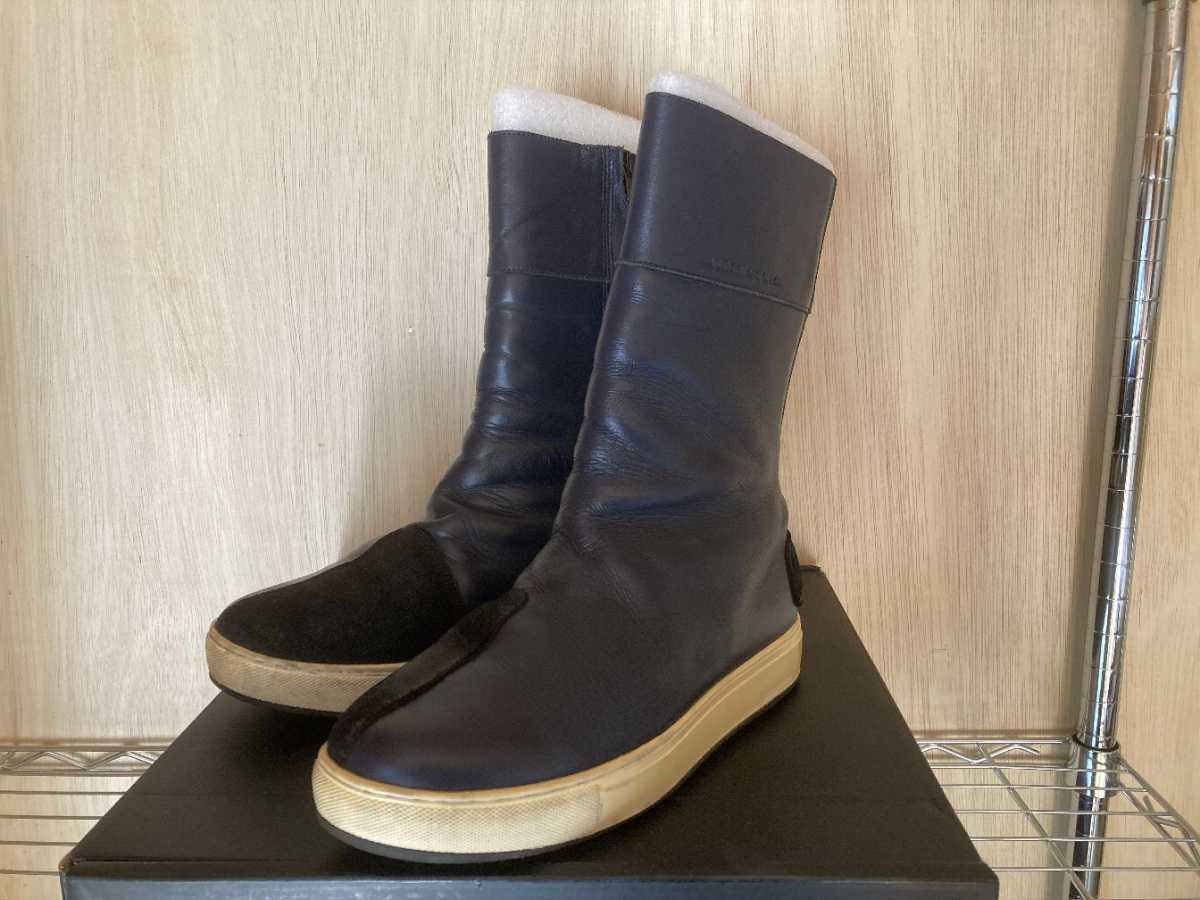 カドヤ　レザースニーカー26cmネイビー　ライディングブーツ　レザーブーツ　ライダースブーツ