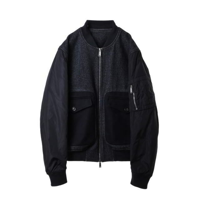 DSQUARED2 パネル切替 ウール メルトン ブルゾン 48 グレー ディースクエアード KL4CHQBK81