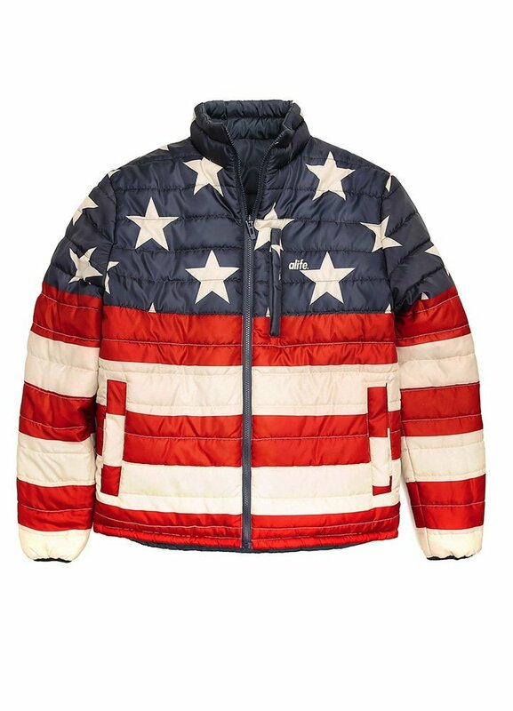 【HK4S/2023/0102】◎Alife◎Men's Reversible Star Flag Down Bubble Jacket◎M◎