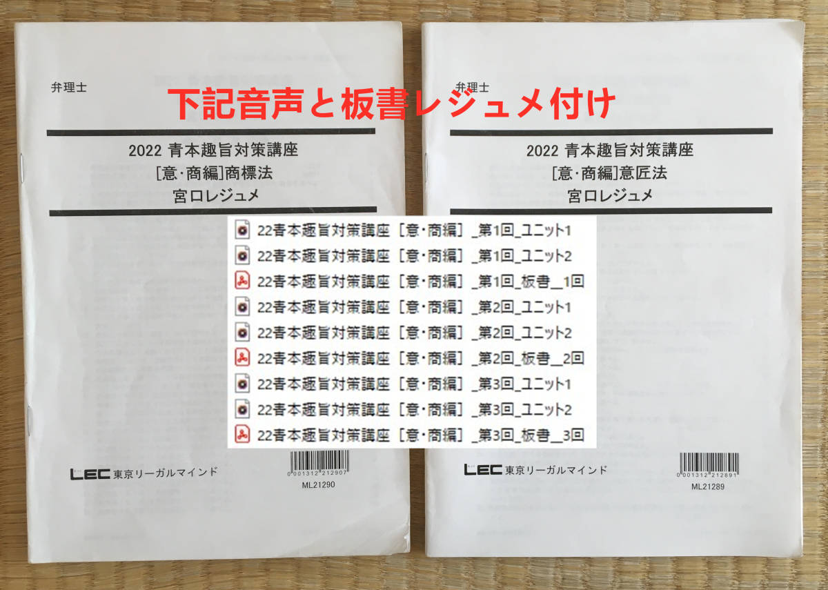 音声と板書レジュメ付け！！！　2024年版に対応済　2022　弁理士　青本趣旨対策講座　意・商編　意匠法・商標法　宮口先生
