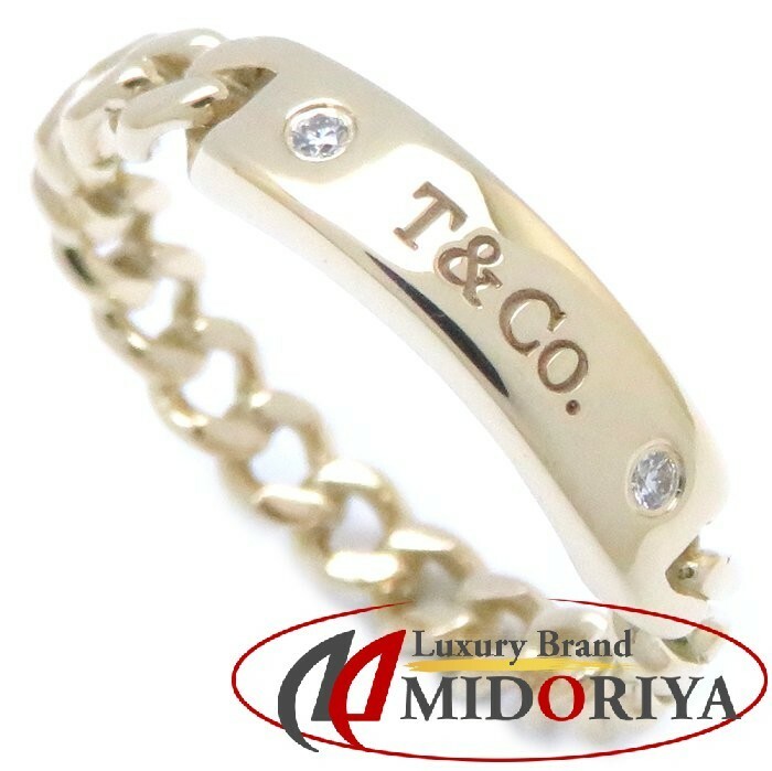 ティファニー TIFFANY&Co. マイクロリンク リング 指輪 2Pダイヤモンド 11号 K18YG イエローゴールド / 198815【中古】