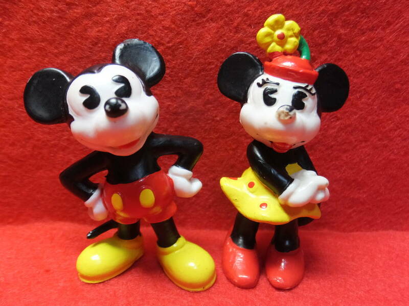 当時もの レトロ　BULLYLAND　ディズニー　ミッキーマウス & ミニーマウス　フィギュア　ハンドペイント　中古